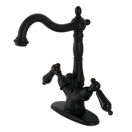 Kingston Brass Duchess 2-Handle Bathroom Faucet W/Brass Pop-Up & Cover Plate, Black KS1430PKL